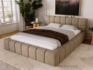 Polsterbett mit Bettkasten und Lattenrost 180x200 Alicante Boucle Braun