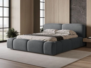 Polsterbett mit Bettkasten und Lattenrost 160x200 Aubi Dunkelgrau