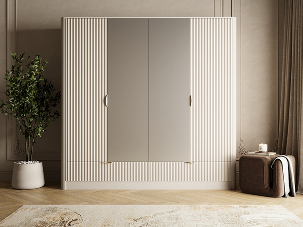 Kleiderschrank mit Spiegel Latina Beige