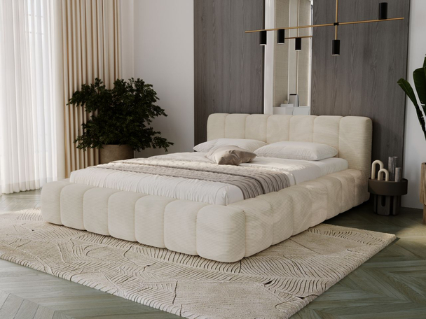 Polsterbett mit Bettkasten und Lattenrost 160x200 Ibiza Creme