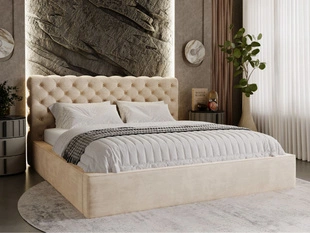 Polsterbett mit Bettkasten und Lattenrost 200x200 Apollo Beige
